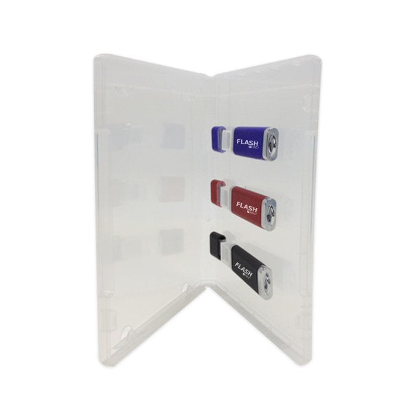 Flash Pac® 3-Up USB Flash Drive Case Super Clear w/Logo
