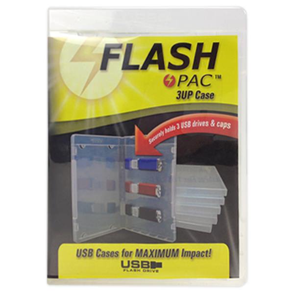 Flash Pac® 3-Up USB Flash Drive Case Super Clear w/Logo