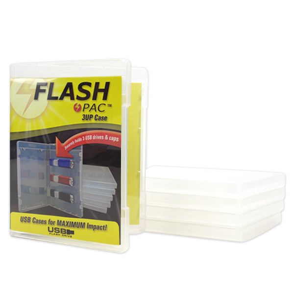 Flash Pac® 3-Up USB Flash Drive Case Super Clear w/Logo