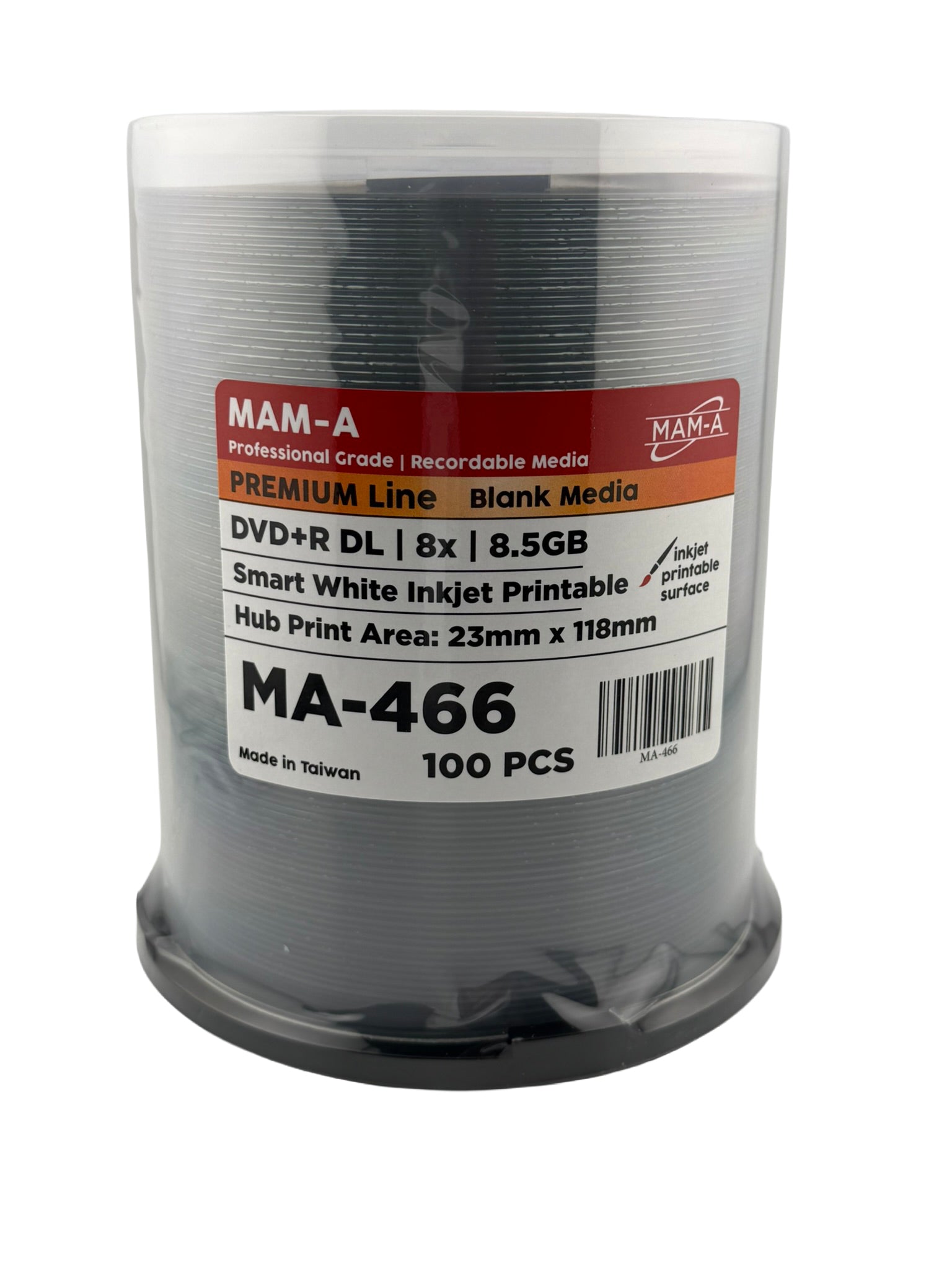 MAM-A Premium Dual Layer 8x Smart-White Inkjet DVD+R DL (MA-466)