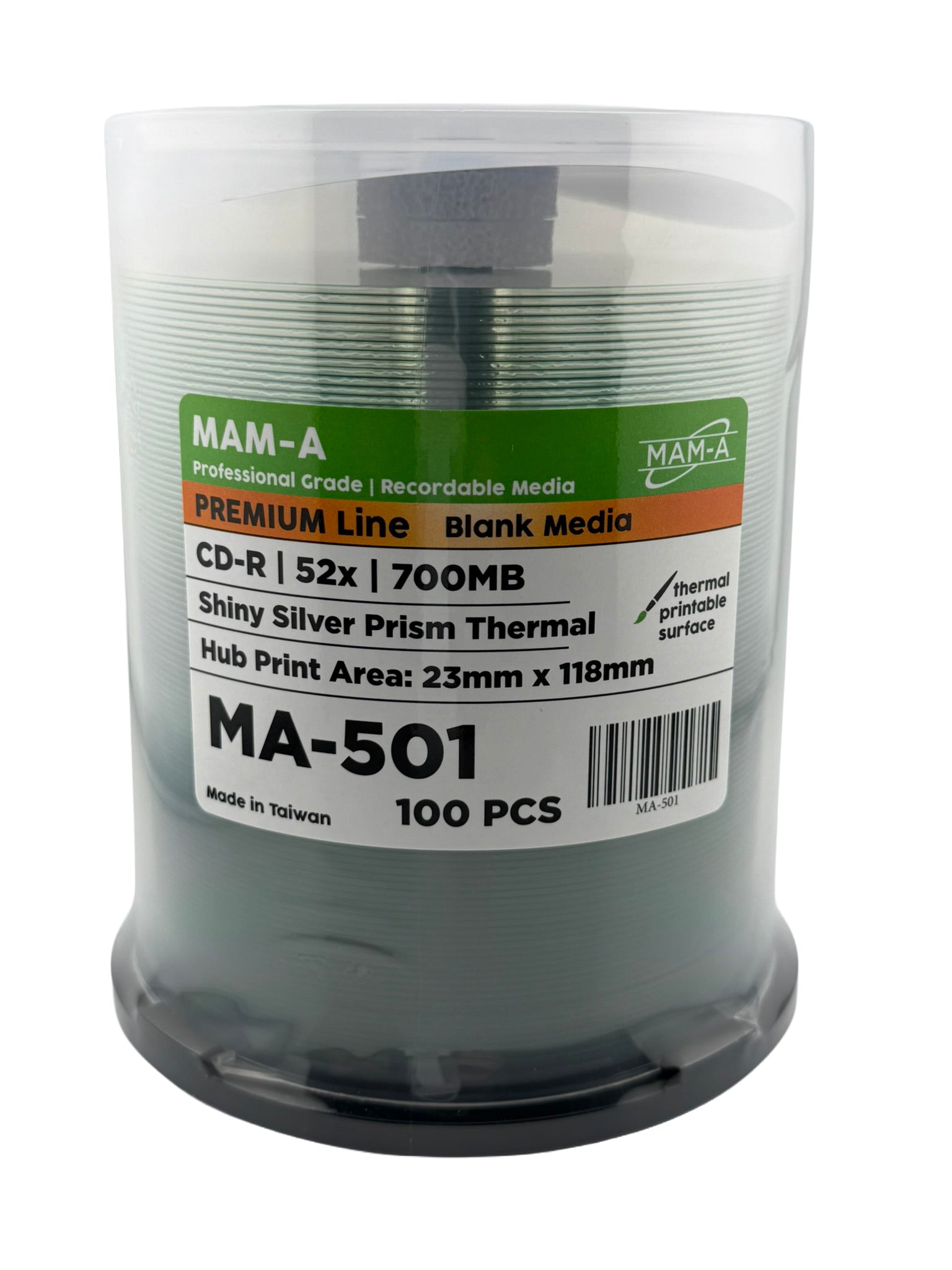 MAM-A Premium 52x Shiny Silver Prism Thermal CD-R (MA-501)