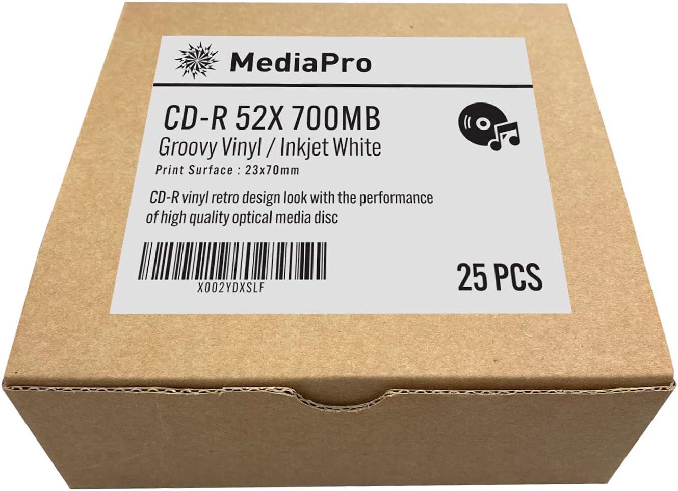 Blank CD - Professional Grade Vinyl CD-R with White Inkjet Printable Center and Black Recording Surface - 25 Pack x2