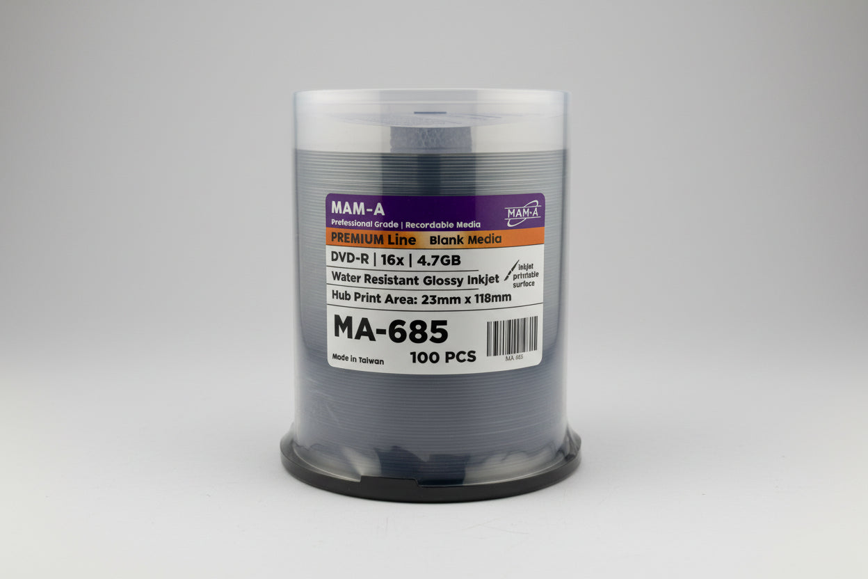 MAM-A Premium 16x Water Resistant Glossy Inkjet DVD-R (MA-685)