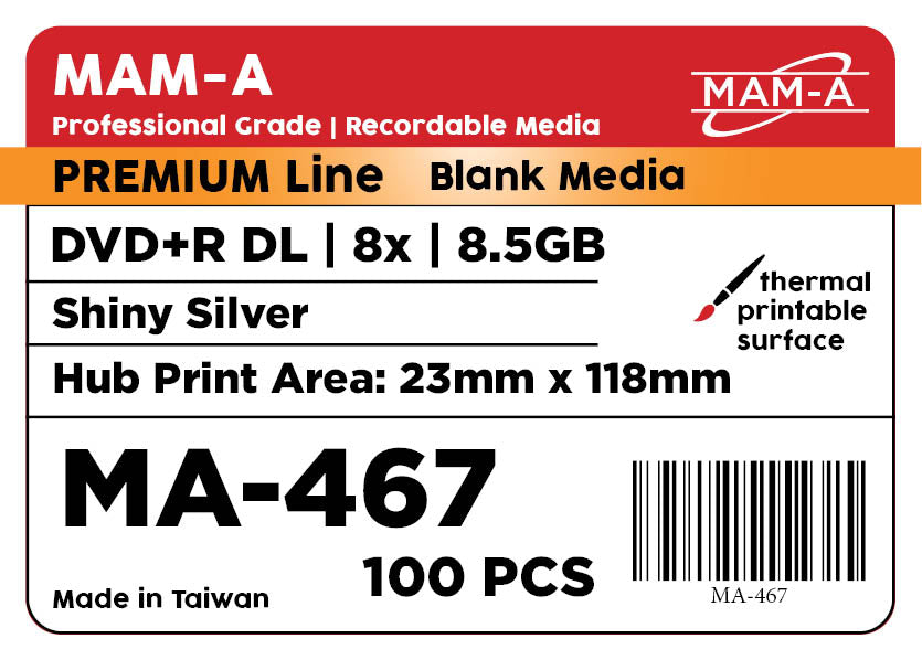 MAM-A Premium Dual Layer 8x Shiny Silver DVD+R DL (MA-467)