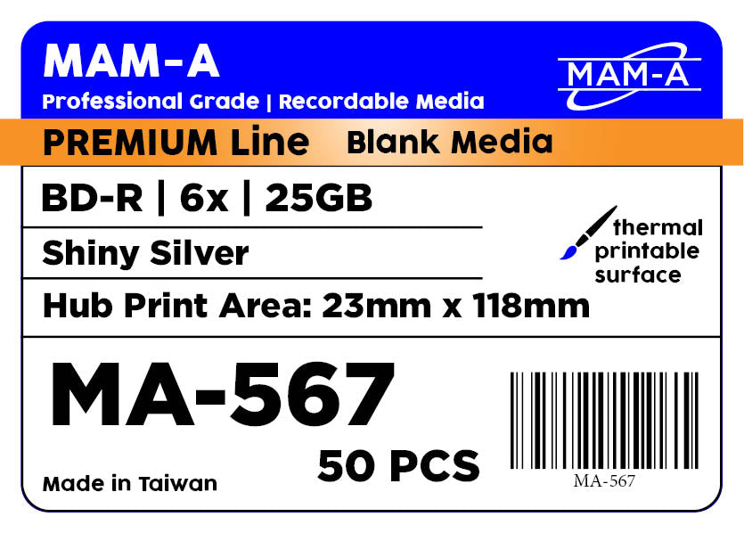 MAM-A Premium Blu-Ray 6x Shiny Silver BD-R (MA-567)