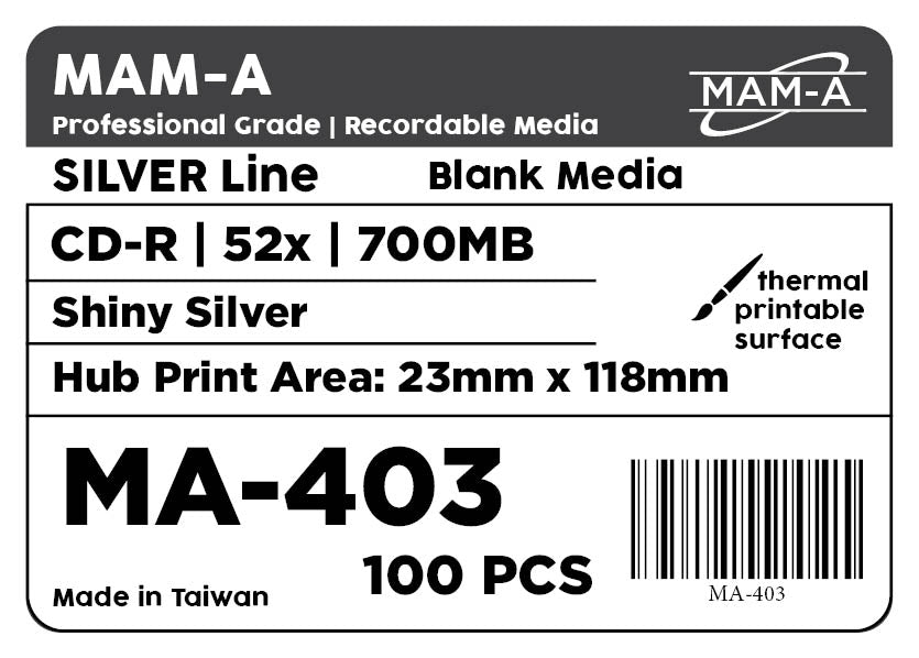 MAM-A Silver Line 52X Shiny Silver CD-R (MA-403)