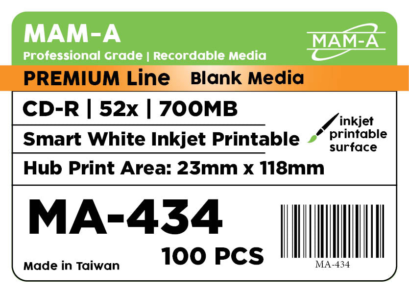 MAM-A Premium 52x Smart-White Inkjet CD-R (MA-434)