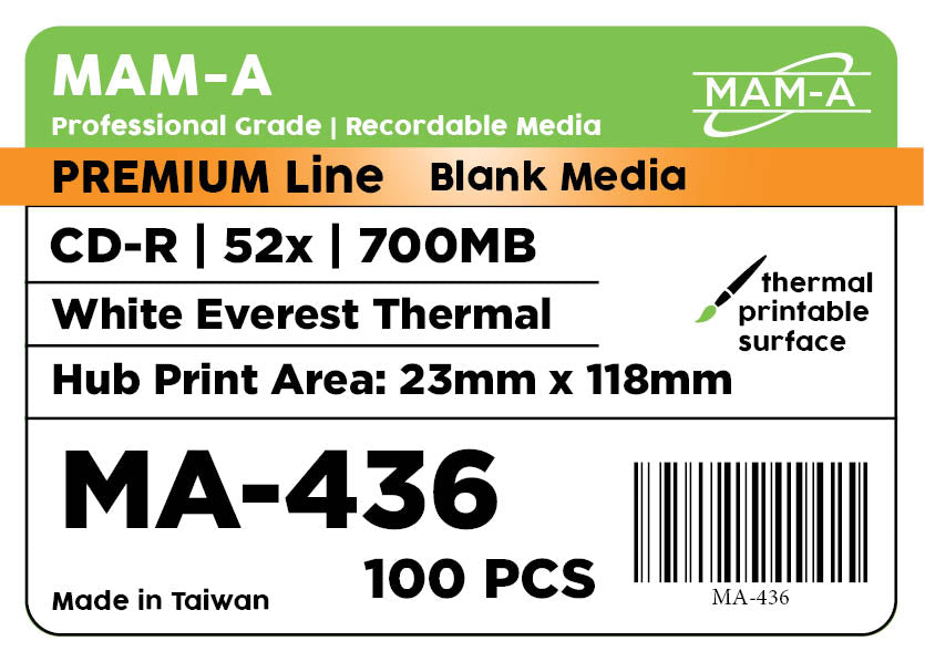 MAM-A Premium 52x White Everest Thermal CD-R (MA-436)