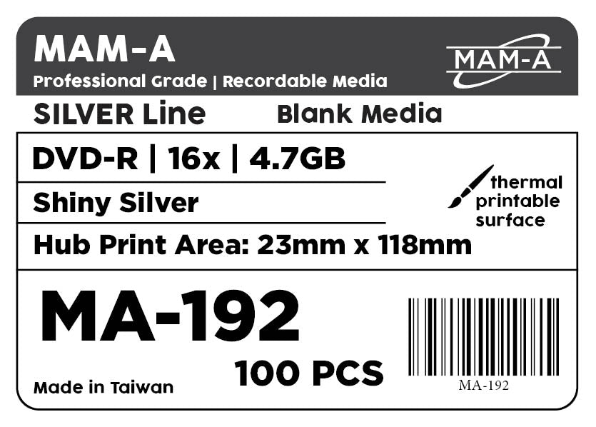 MAM-A Silver Line 16x Shiny Silver Thermal DVD-R (MA-192)