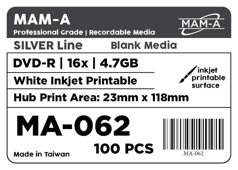 MAM-A Silver Line 16x White Inkjet DVD-R (MA-062)