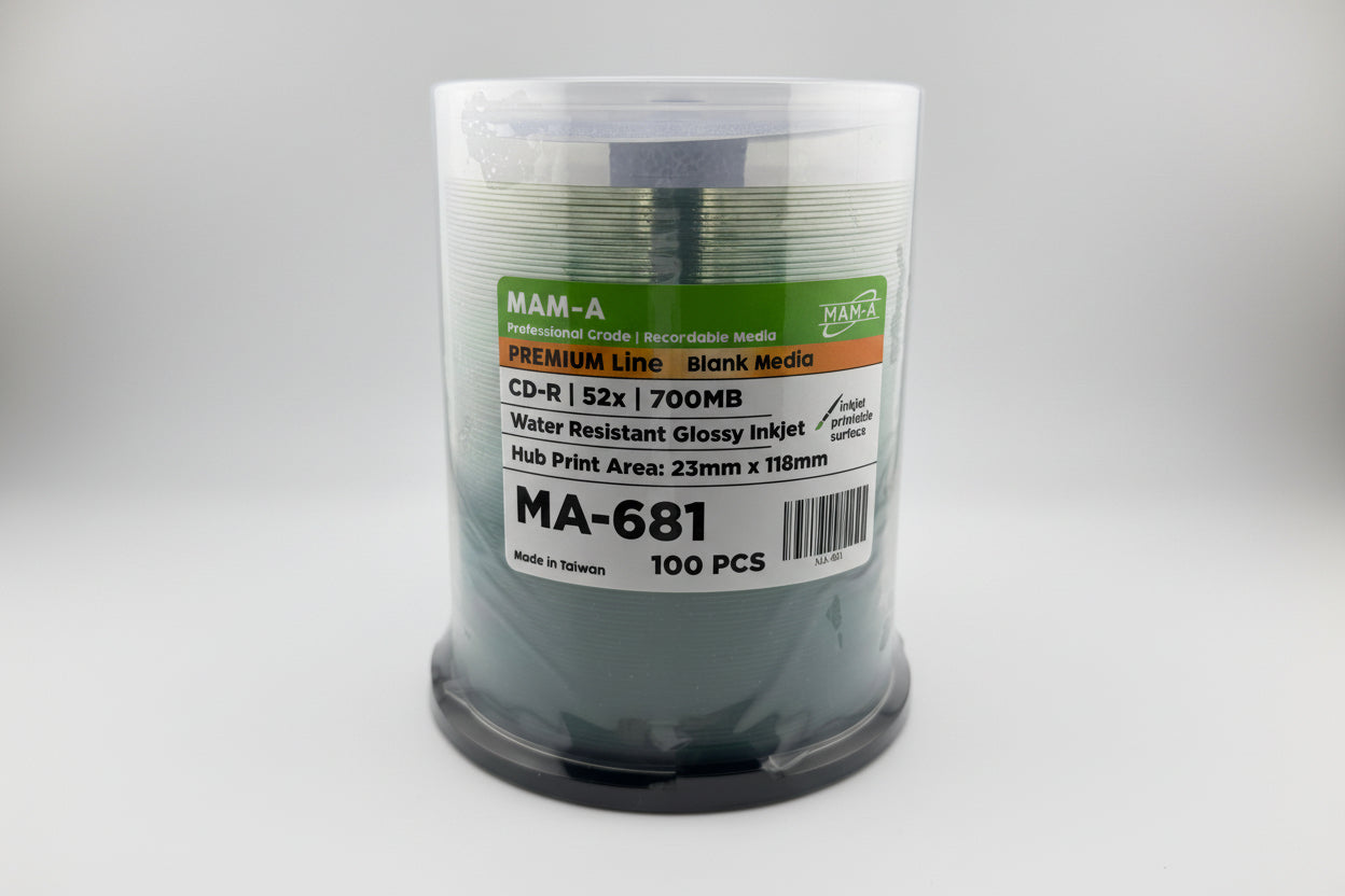 MAM-A Premium 52x Water Resistant Glossy Inkjet CD-R (MA-681)