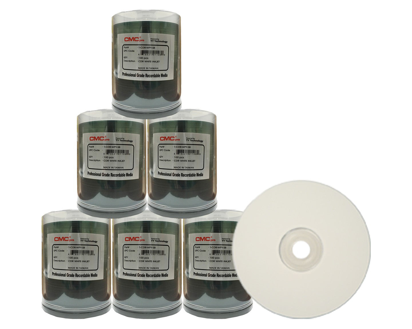 CMC Taiyo Yuden 52x White Inkjet Printable CD-Rs (600 Case)