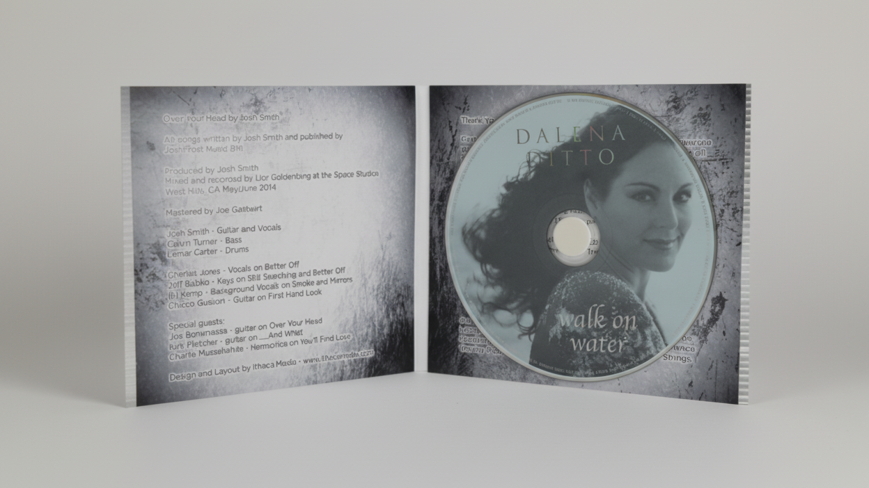 CD cover with text and a portrait on a white background