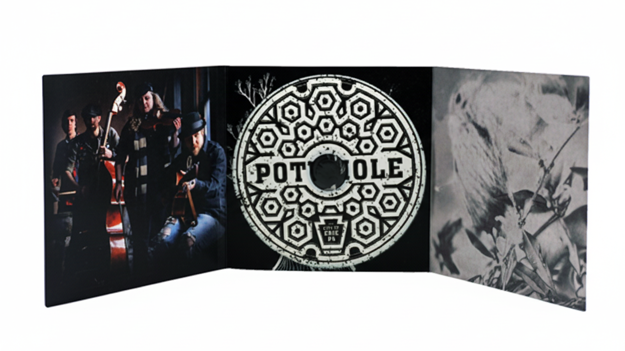 CD packaging with 'Potoole' logo and band images on a white background