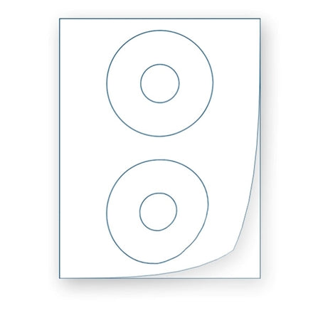 Disc Labels, White 4.5 (114mm) Diameter Inkjet and Laser (2 Pack, 100 sheets per pack)
