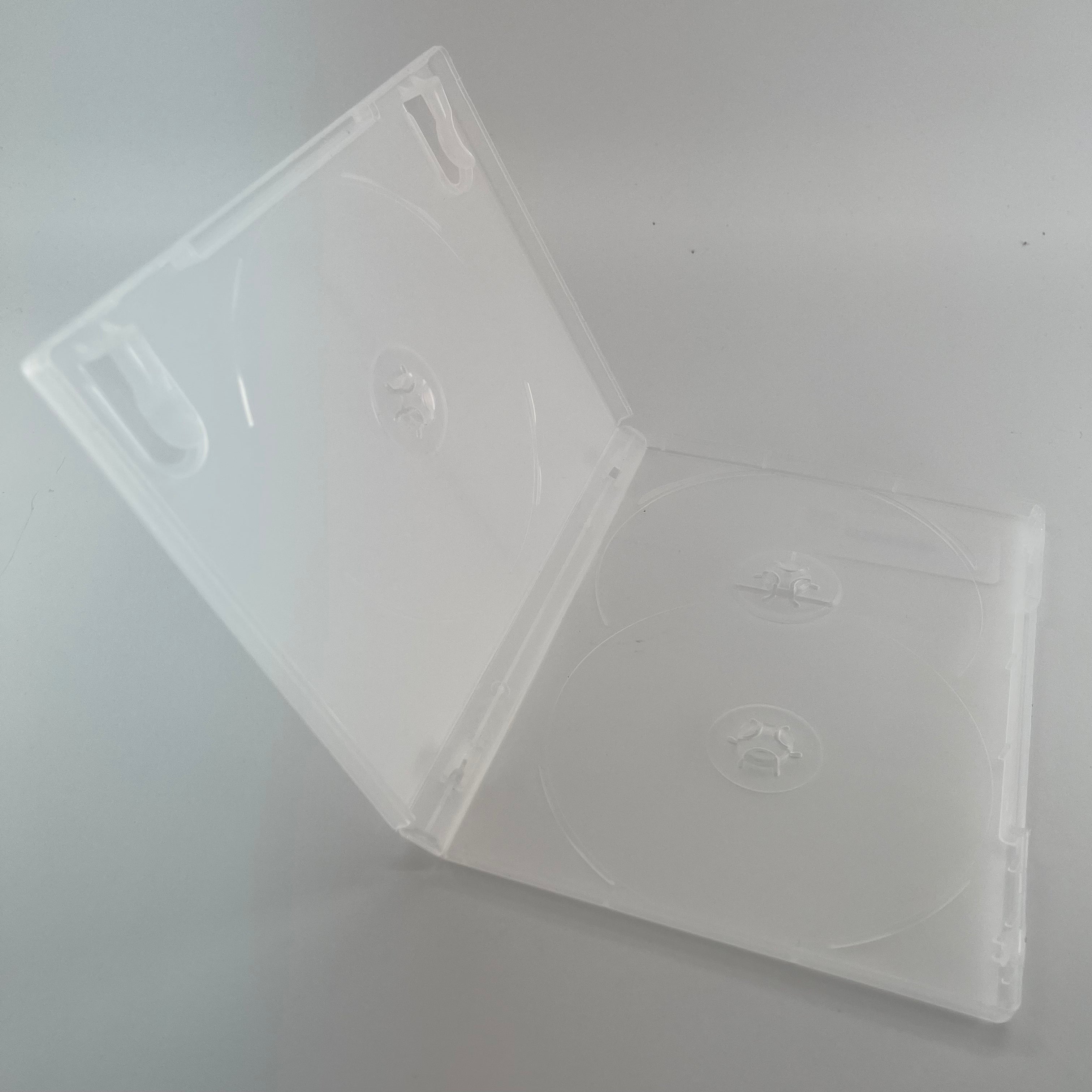 3 Disc Frosted Clear DVD Box w/Overlap with Booklet Clips (100 Pack)