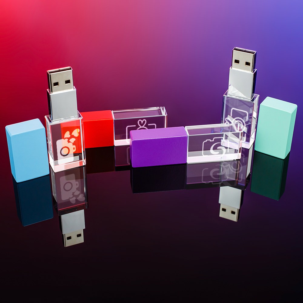 Crystal Hardrive Printed Crystal USB Drives 4GB