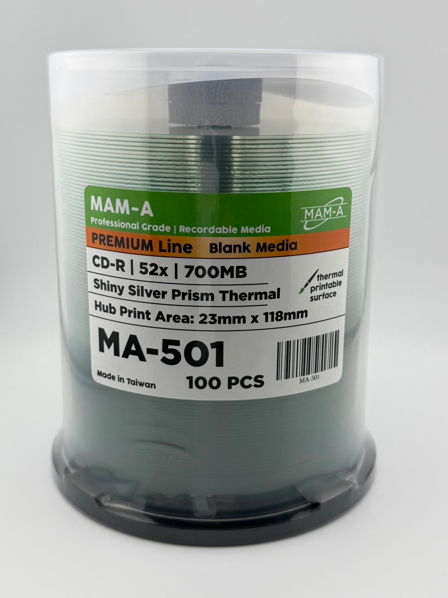 MAM-A Premium 52x Shiny Silver Prism Thermal CD-R (MA-501)