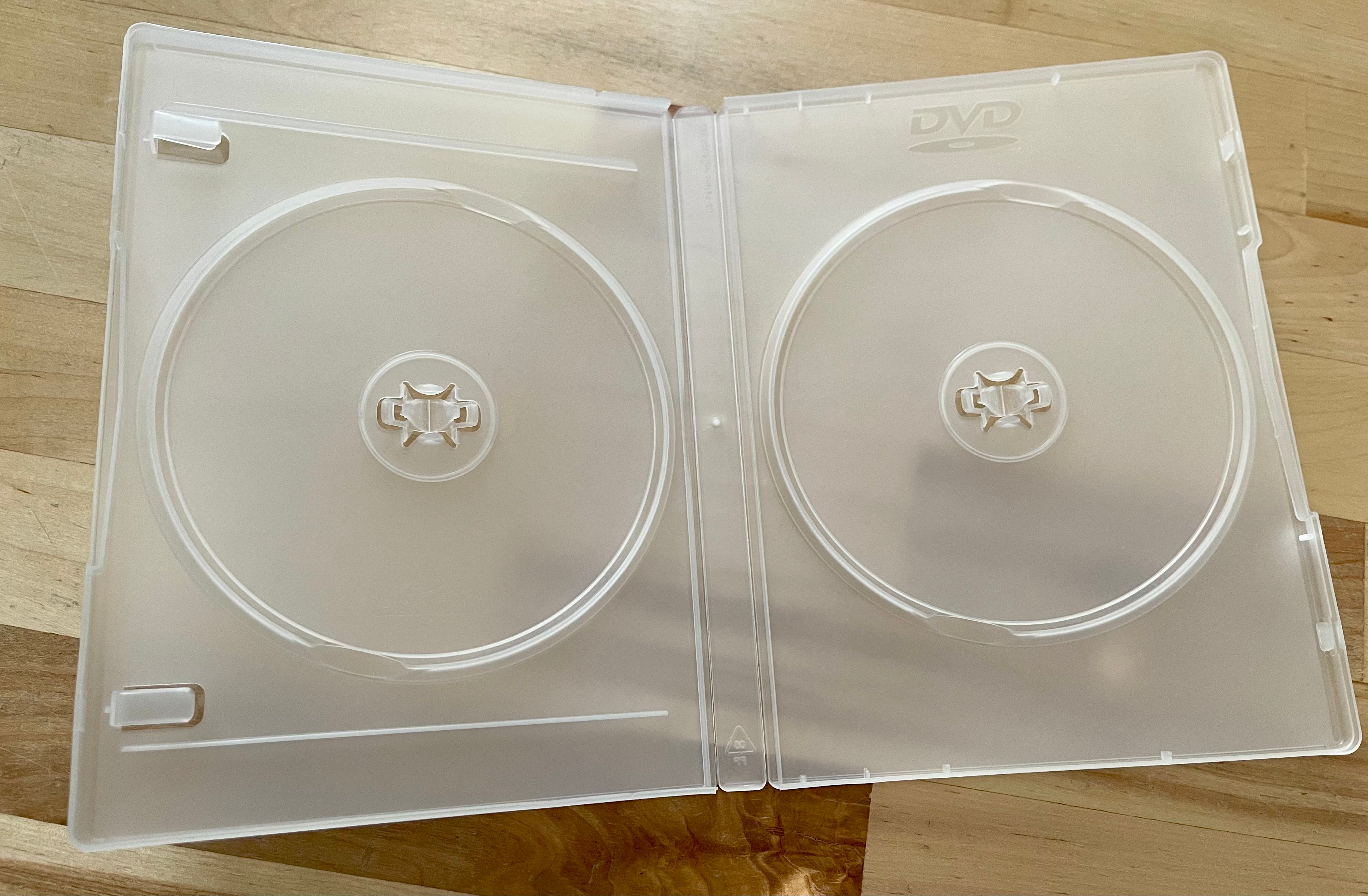2 Disc Frosted Clear DVD Box w/DVD Logo and Lit Clips (100 pack)