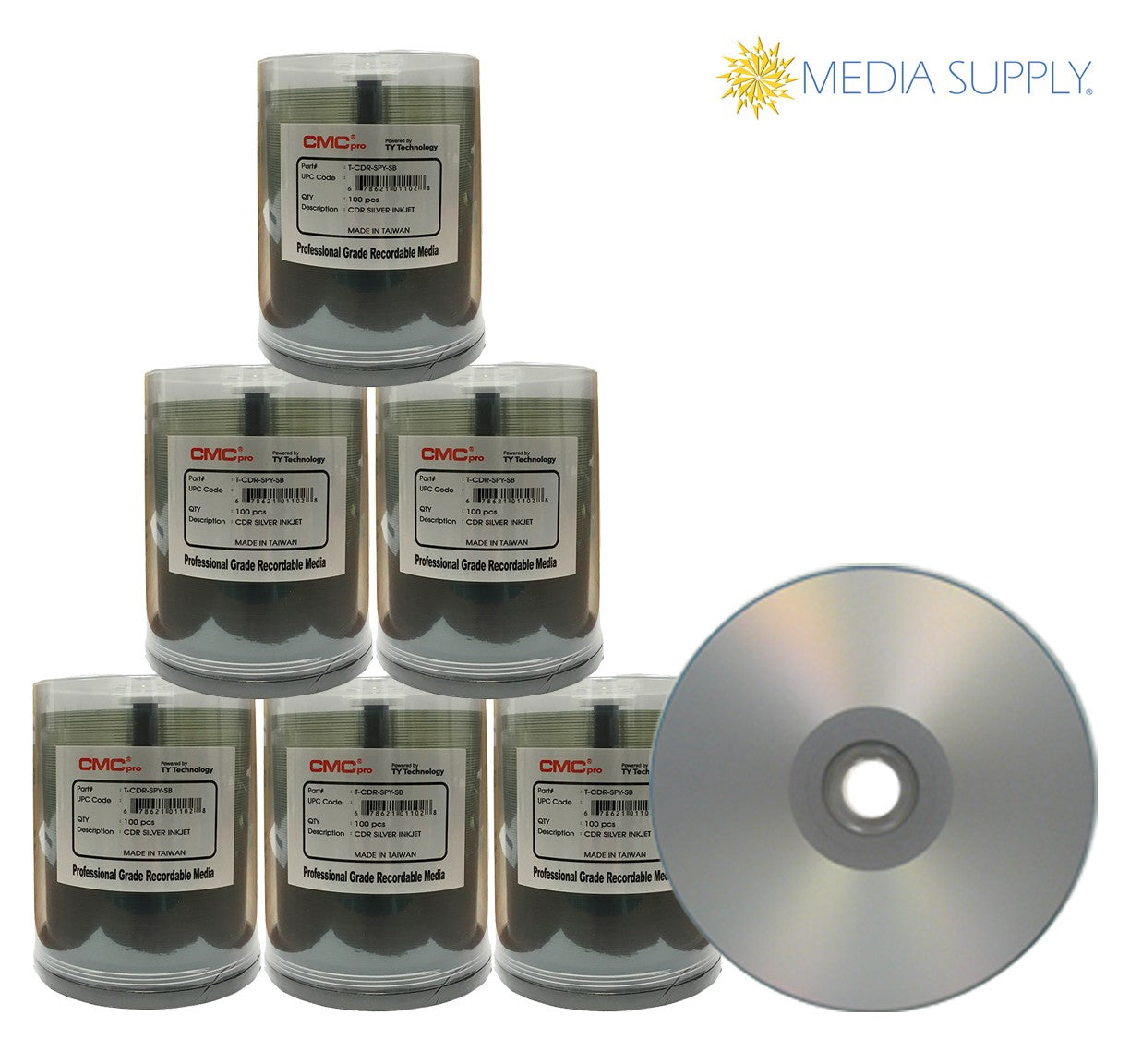 CMC Taiyo Yuden 52x Silver Inkjet Printable CD-Rs (CASE OF 600)