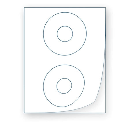 Disc Labels, White 4.5 (114mm) Diameter Inkjet and Laser