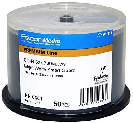 Falcon Media Premium 52x Smart Guard Glossy White Inkjet CD-R