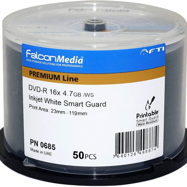 Falcon Media Smart Guard White Inkjet Glossy 16X DVD (300 Pack)