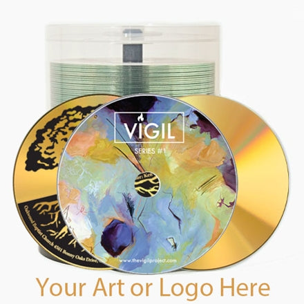 Gold CD-R + Custom Printing - 700mb 52x 43990 100 Pack (Spindle)