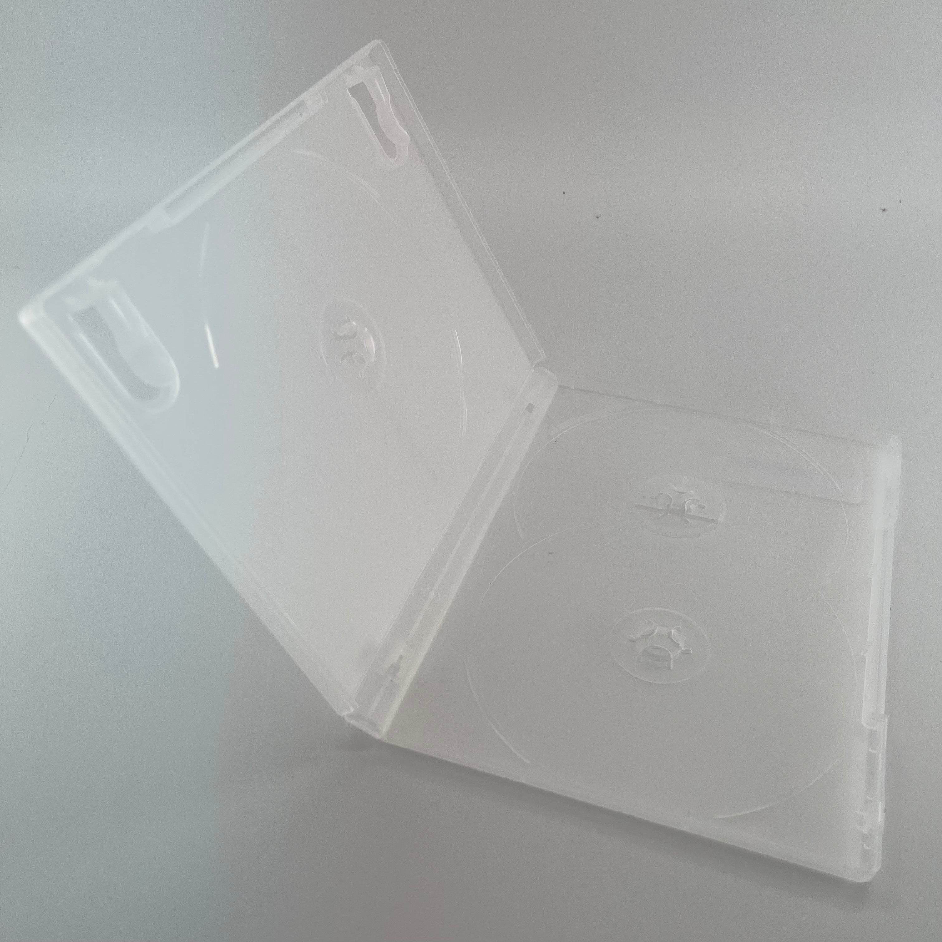 3 Disc Frosted Clear DVD Box w/Overlap with Booklet Clips